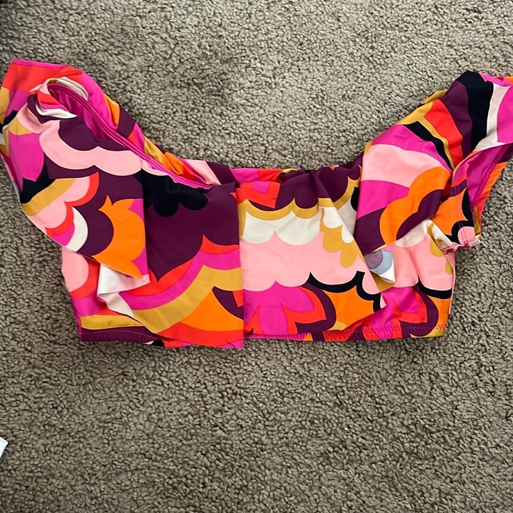 Trina Turk Bikini Top in Fanfaire Ruffle Bandeau Style, has marks